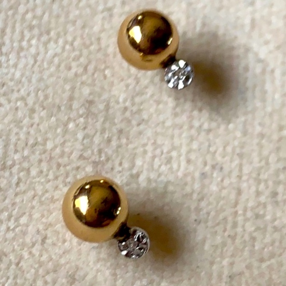 Solid 14k Gold Ball Diamond Studs